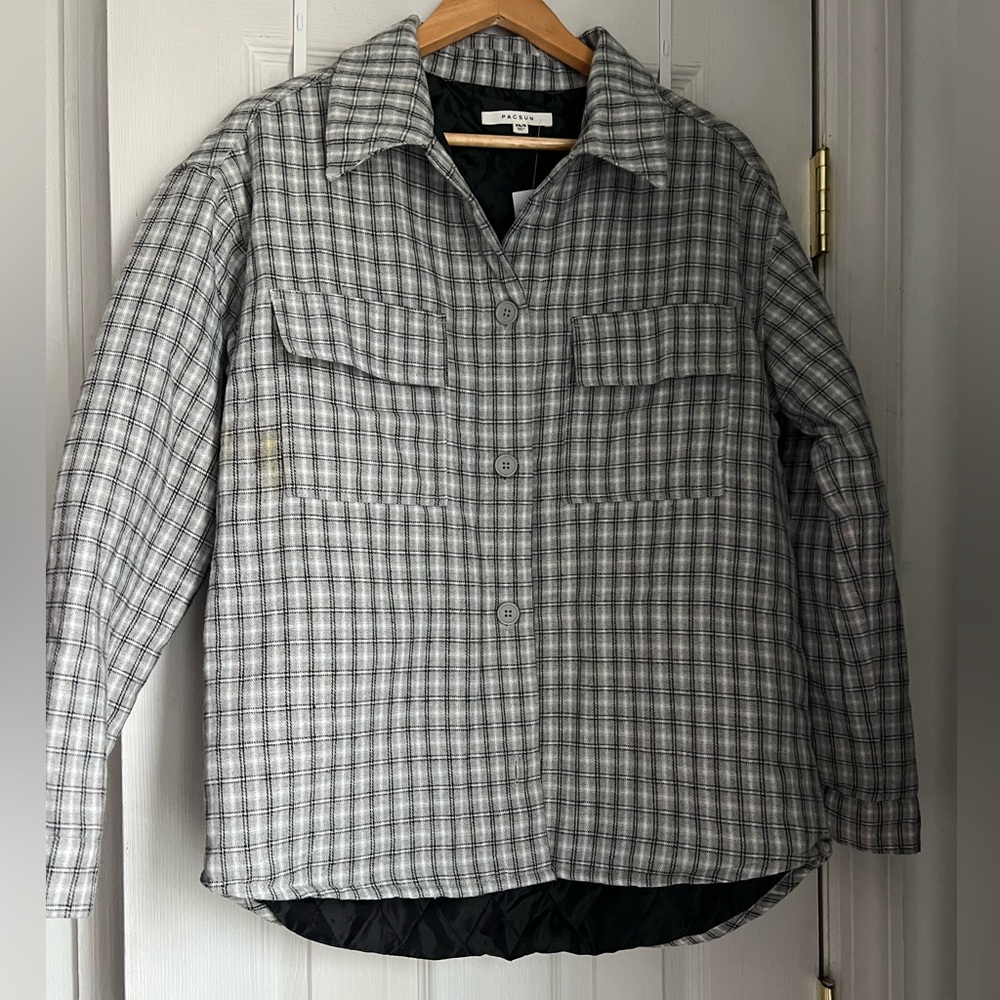 PacSun oversized plaid quilted lined shacket flannel